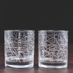 City Grid Etched Whiskey Glasses // Set of 2 // Washington
