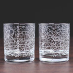 City Grid Etched Whiskey Glasses // Set of 2 // Philadelphia