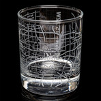 City Grid Etched Whiskey Glasses // Set of 2 // Houston