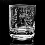 City Grid Etched Whiskey Glasses // Set of 2 // Seattle