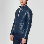Tahoe Leather Jacket // Dark Blue (L)