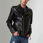 Preston Leather Jacket // Black + Gold (XL)