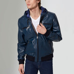Dilovasi Leather Jacket // Dark Blue (M)