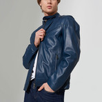 Booker Leather Jacket // Dark Blue (3XL)