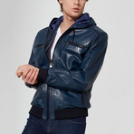 Dilovasi Leather Jacket // Dark Blue (S)