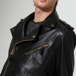 Preston Leather Jacket // Black + Gold (XL)