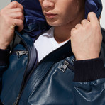 Dilovasi Leather Jacket // Dark Blue (S)