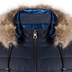 Travis Leather Jacket // Navy Blue Tafta (XL)