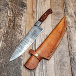 Damascus Chef Knife // Walnut Wood // Mirror Polish