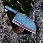 Raw Forged High Carbon Cleaver // Black Straight Handle