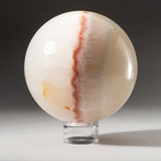 Genuine Polished Honey Onyx Sphere + Acrylic Display Stand