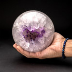 Genuine Polished Amethyst Geode Sphere + Acrylic Display Stand // V4