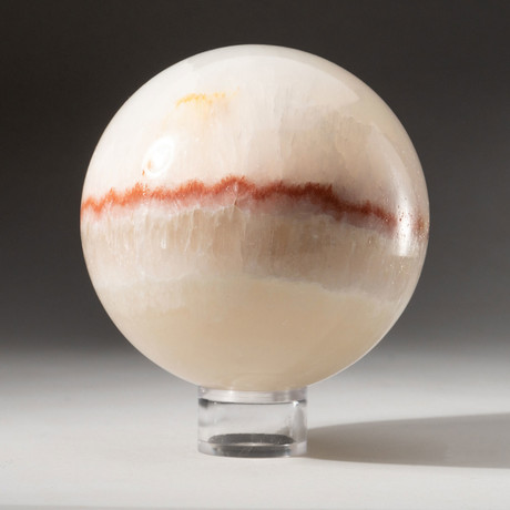 Genuine Polished Honey Onyx Sphere + Acrylic Display Stand