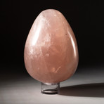 Genuine Polished Rose Quartz Egg + Acrylic Display Stand