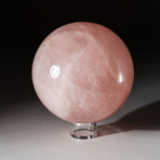 Genuine Polished Rose Quartz Sphere + Acrylic Display Stand // V4