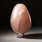 Genuine Polished Rose Quartz Egg + Acrylic Display Stand