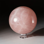 Genuine Polished Rose Quartz Sphere + Acrylic Display Stand // V4