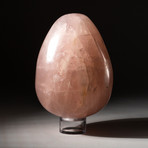 Genuine Polished Rose Quartz Egg + Acrylic Display Stand