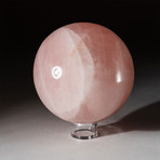 Genuine Polished Rose Quartz Sphere + Acrylic Display Stand // V4