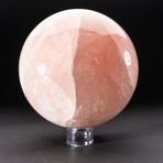 Genuine Polished Rose Quartz Sphere + Acrylic Display Stand // V5