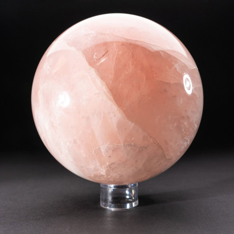 Genuine Polished Rose Quartz Sphere + Acrylic Display Stand // V5