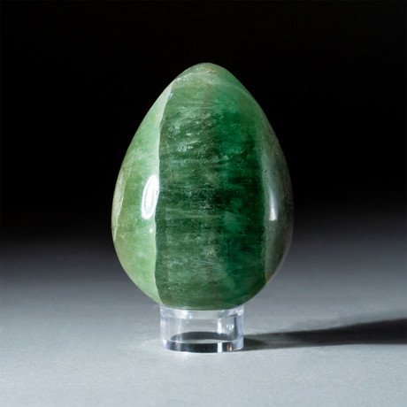 Genuine Polished Green Fluorite Egg + Acrylic Display Stand // V3