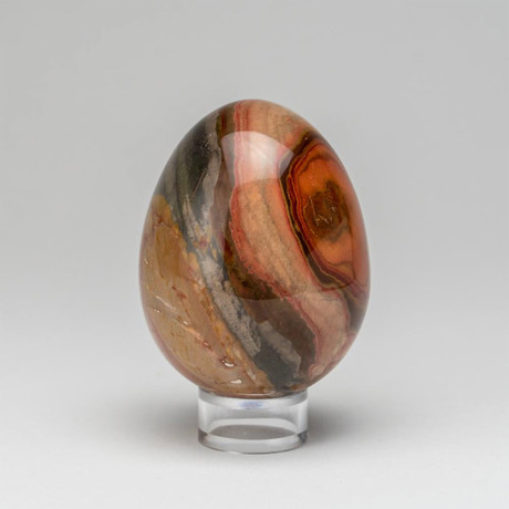 Genuine Polished Polychrome Jasper Egg + Acrylic Display Stand // V2