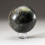 Genuine Polished Labradorite Sphere + Acrylic Display Stand