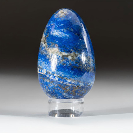 Genuine Polished Lapis Lazuli Egg + Acrylic Display Stand // V2