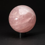 Genuine Polished Rose Quartz Sphere + Acrylic Display Stand
