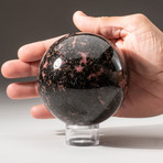 Imperial Rhodonite Sphere + Acrylic Display Stand // V1