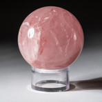 Genuine Polished Rose Quartz Sphere + Acrylic Display Stand // V2