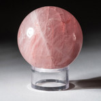 Genuine Polished Rose Quartz Sphere + Acrylic Display Stand // V2