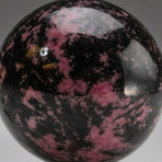 Genuine Polished Imperial Rhodonite Sphere + Acrylic Display Stand // V1