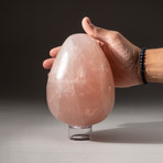 Genuine Polished Rose Quartz Egg + Acrylic Display Stand