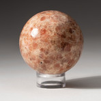 Genuine Polished Sunstone Sphere + Acrylic Display Stand // V1