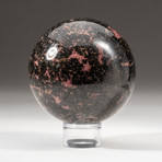 Imperial Rhodonite Sphere + Acrylic Display Stand // V1