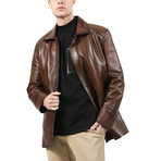 Brussels Leather Jacket // Camel (3XL)