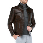 Edinburgh Leather Jacket // Dark Camel (XL)