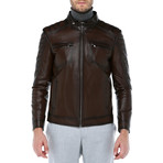 Edinburgh Leather Jacket // Dark Camel (L)