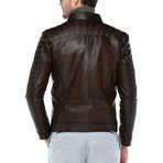 Edinburgh Leather Jacket // Dark Camel (2XL)