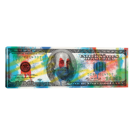 Hundred Dollar Bill - Spray Paint // 5by5collective (60"W x 20"H x 0.75"D)