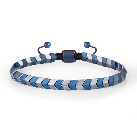 Chevron Bracelet // Silver + Blue