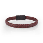Braided Leather Bracelet // Claret Red