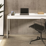 Eloise Office Desk // Matte White + Chromed Metal Frame