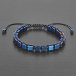 Polished Hematite Cube Stone Bracelet // 4mm (Blue)