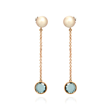 Mimi Milano En 18k Rose Gold + Sterling Silver + Pearl Earrings II // Store Display