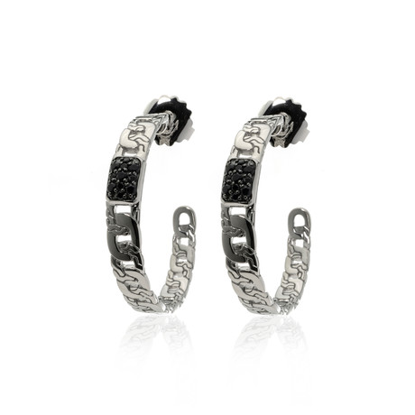 John Hardy Sterling Silver + Black Sapphire Chain Earrings // Store Display