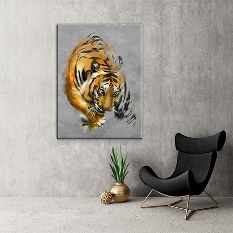 Crouching Tiger Painting (24"W x 16"H x 1.5"D)