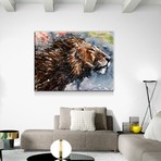 Proud Lion Watercolor (24"W x 16"H x 1.5"D)